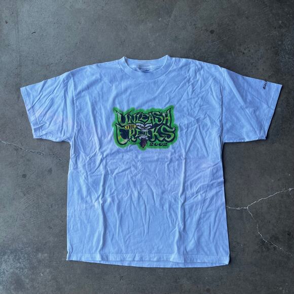 VINTAGE UNLEASH THE FREAKS 2002 SHIRT MOTOCROSS MUSIC FESTIVAL XL WHITE TEE - Picture 1 of 6